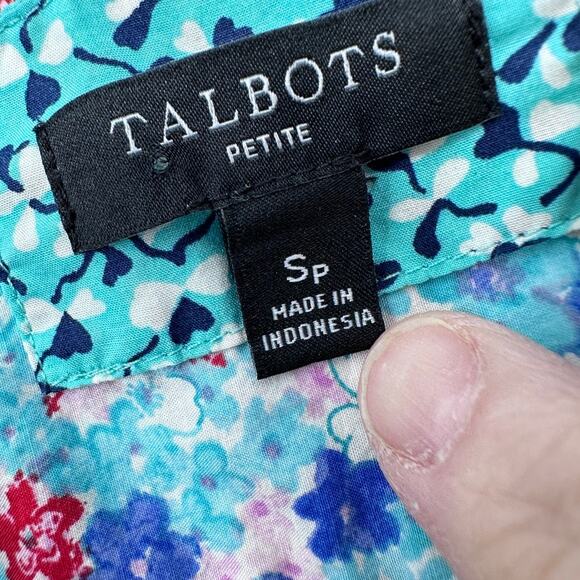 Talbots Blouse Women Petite SMALL Preppy Floral Office Career Summer Lightweight - Picture 6 of 10